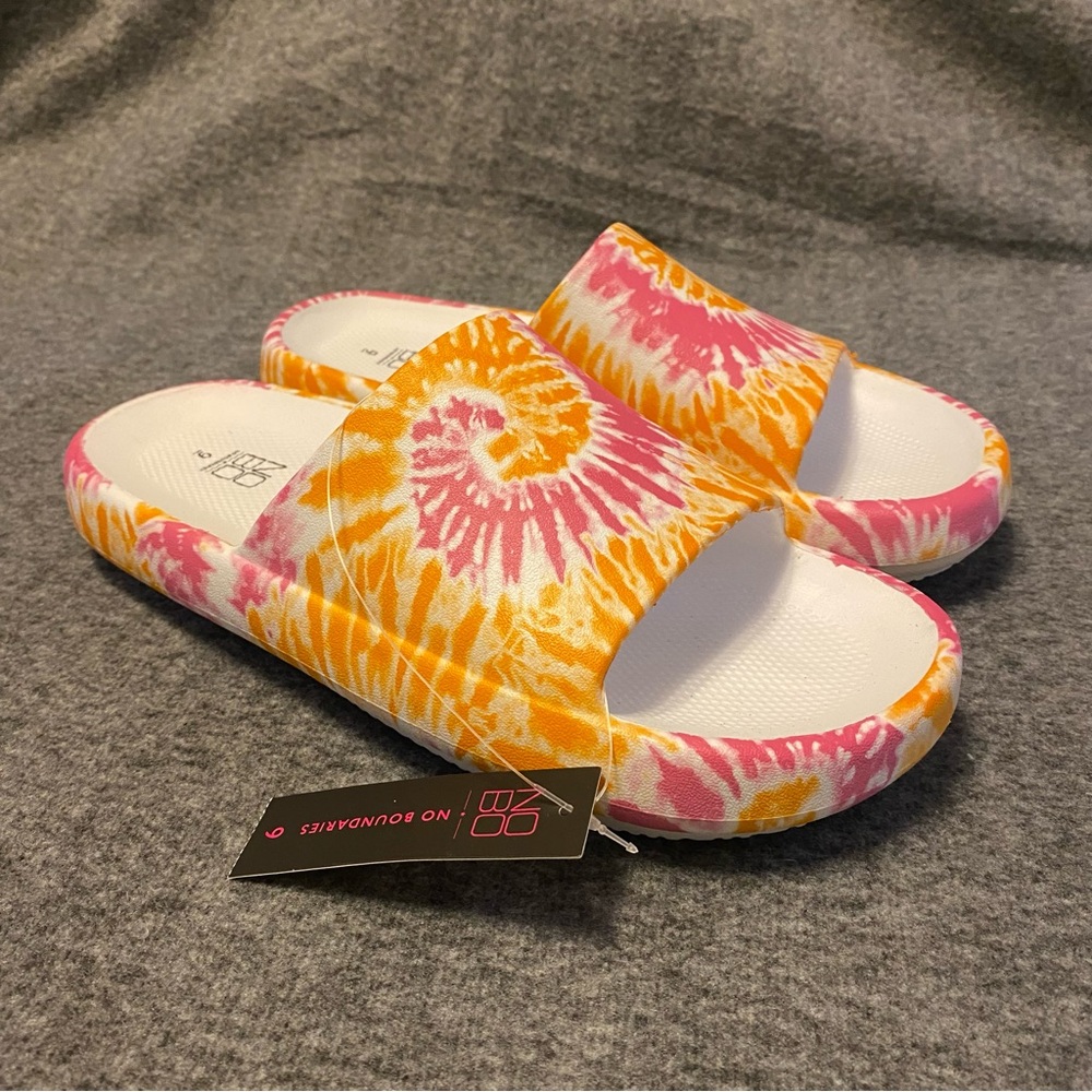 No Boundaries‎ Shoes Women’s Size 9 Colorful Tie-Dye Slide Sandals New